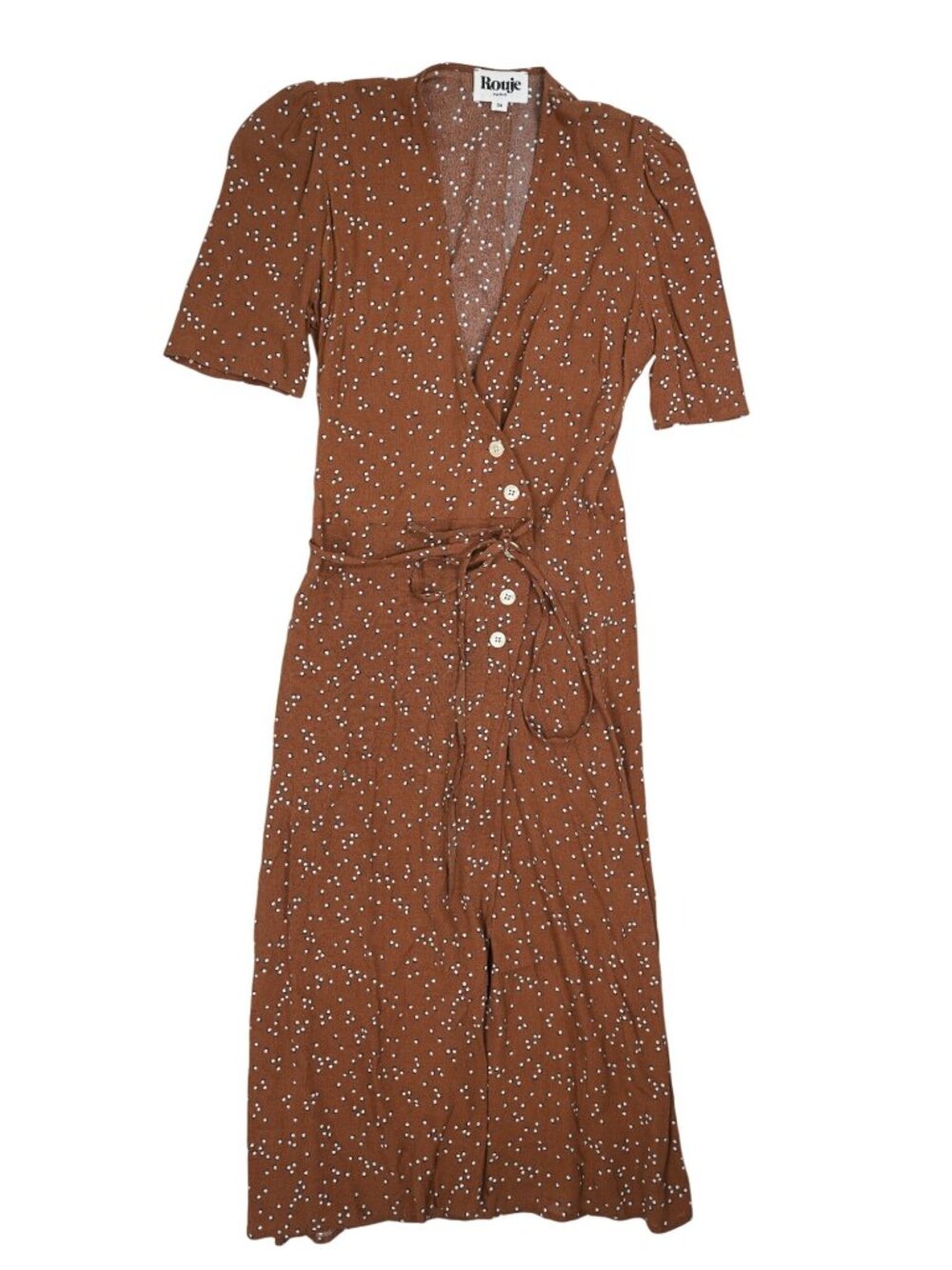 Rouje Brown Polka Dot Midi Dress